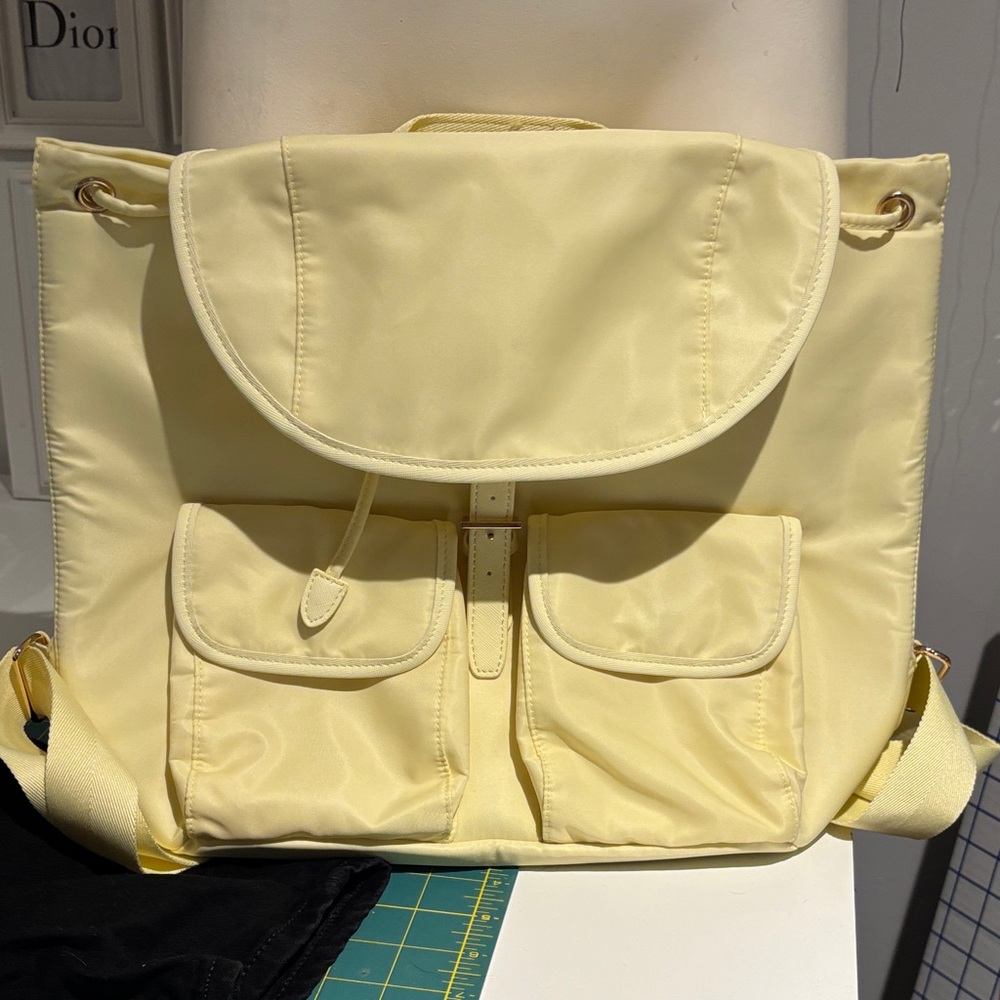 Yellow Women's Nylon Drawstring Backpack Shoulder Bag